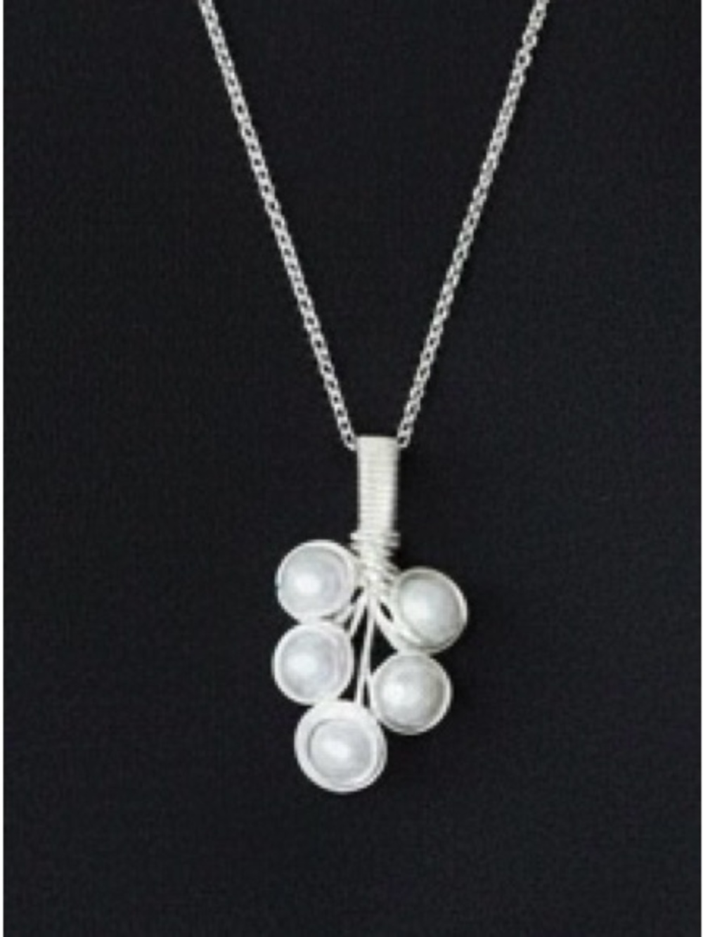 Silver White Pearl Cluster Pendant for necklace